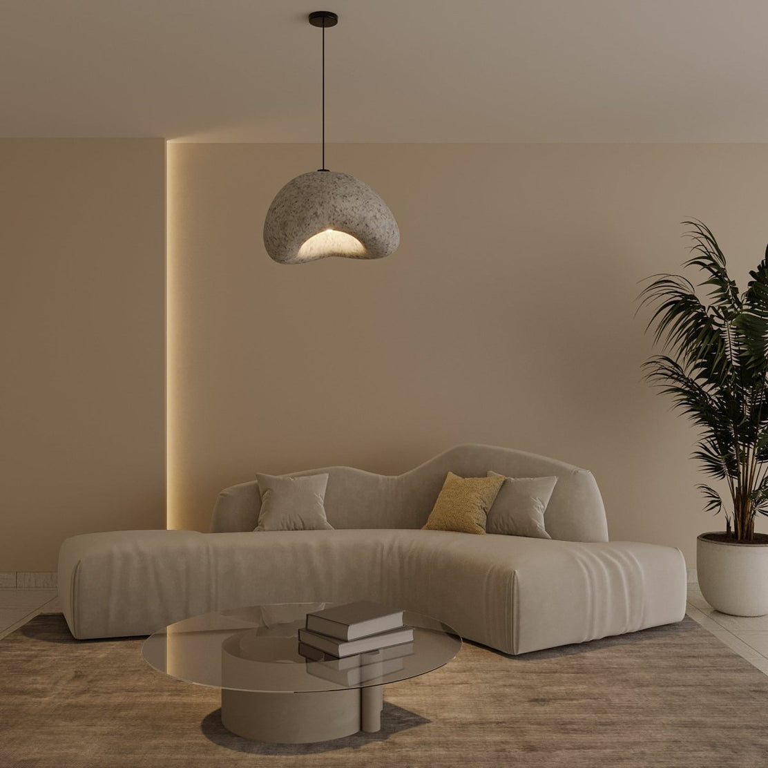 Japandi Textured Beige Pendant Light – Shibui Sand