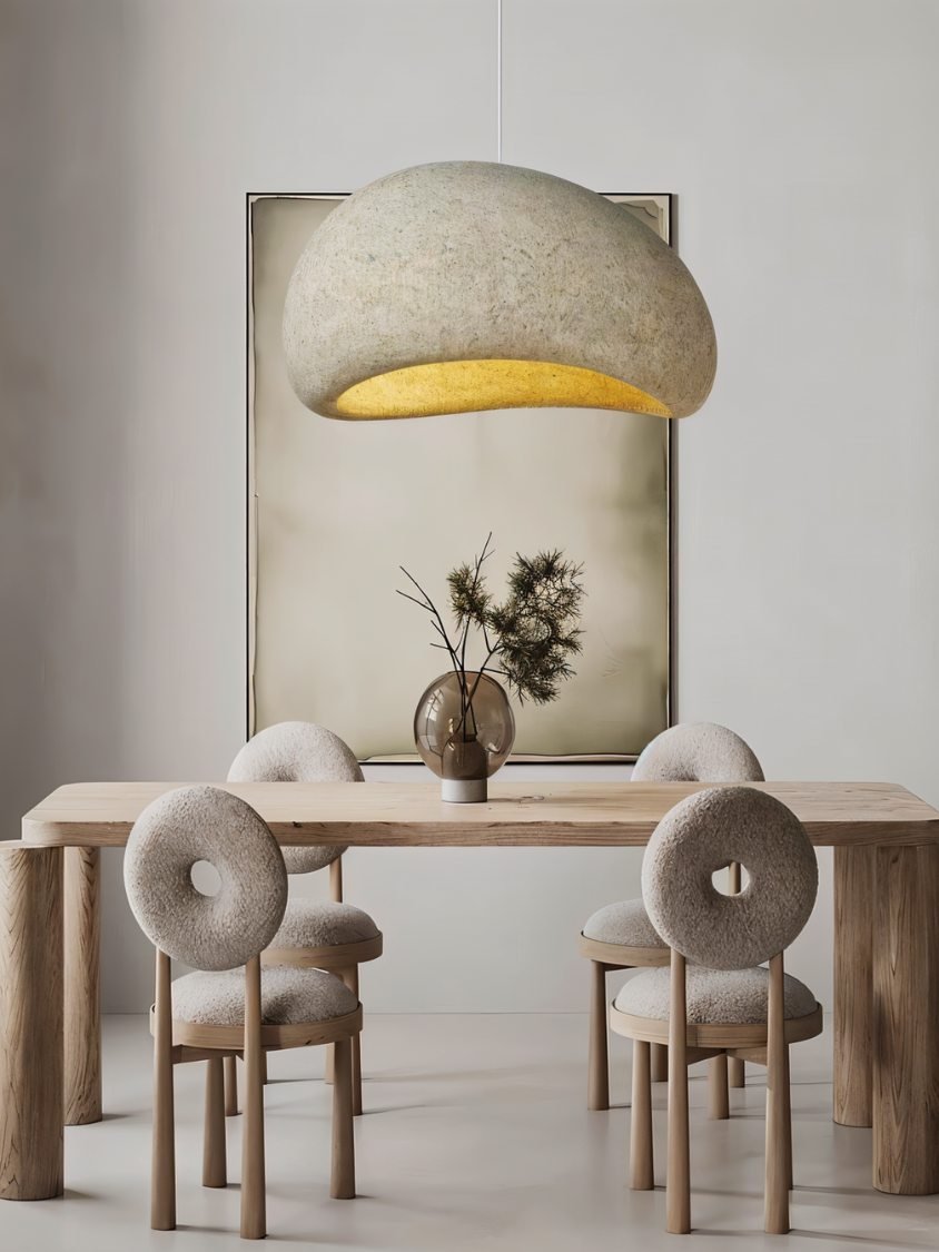 Japandi Textured Beige Pendant Light – Shibui Sand