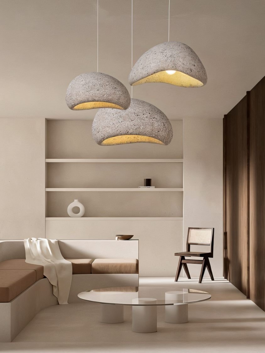 Japandi Textured Beige Pendant Light – Shibui Sand