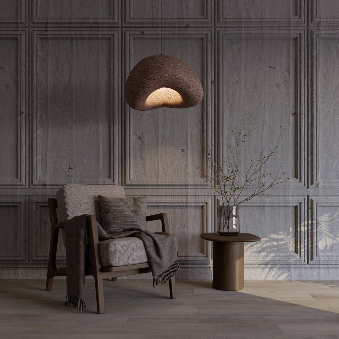 Japandi Textured Beige Pendant Light – Shibui Sand