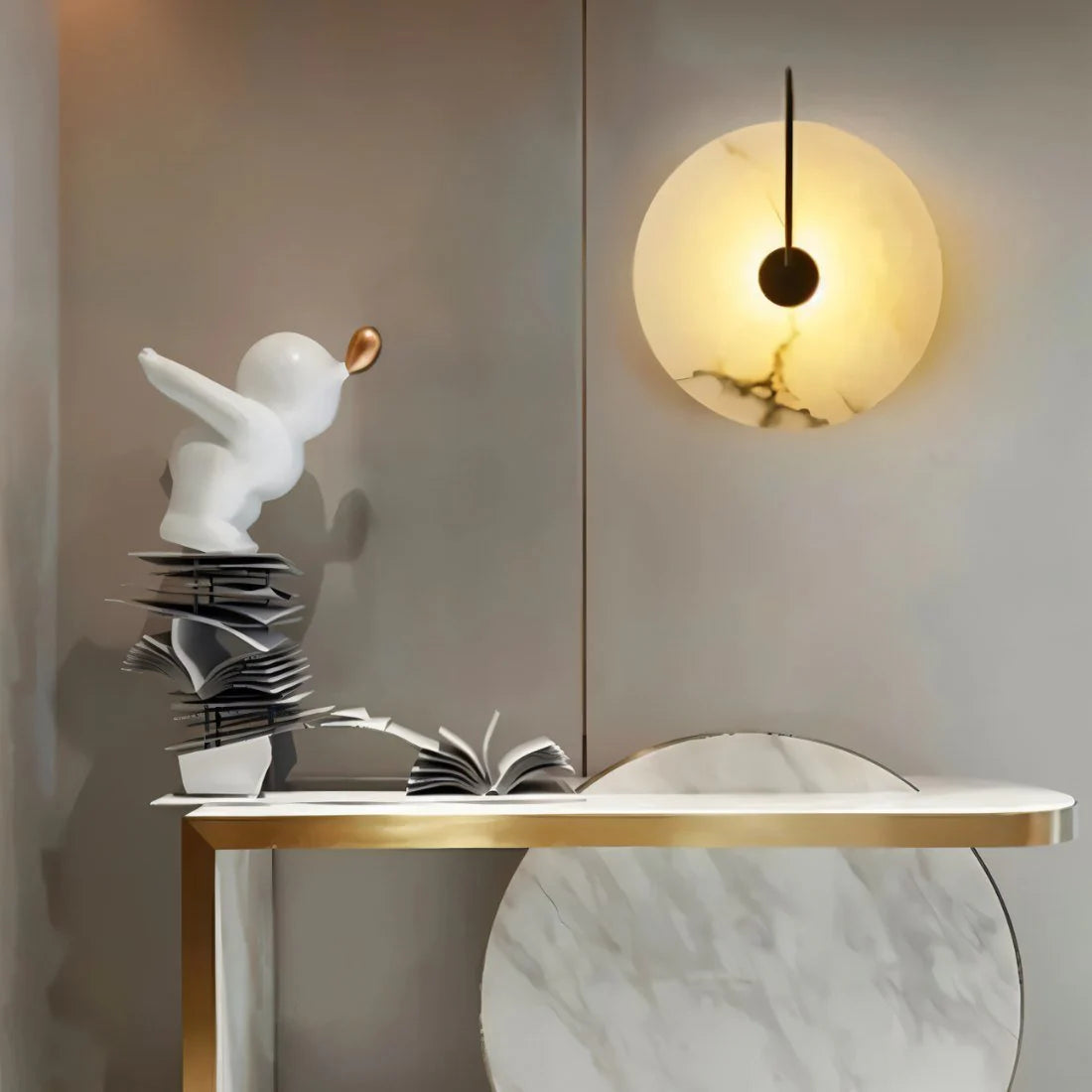 Japandi Sculpted Alabaster Wall Lamp – Sivac