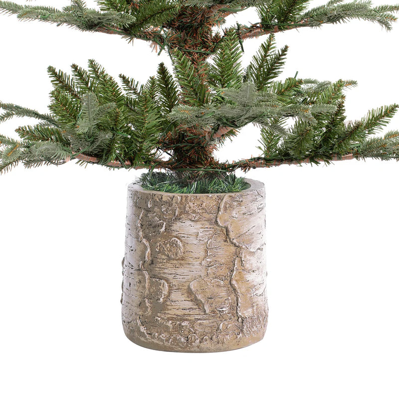 Japandi Sparse Fir Potted Christmas Tree with Lights, 5 ft