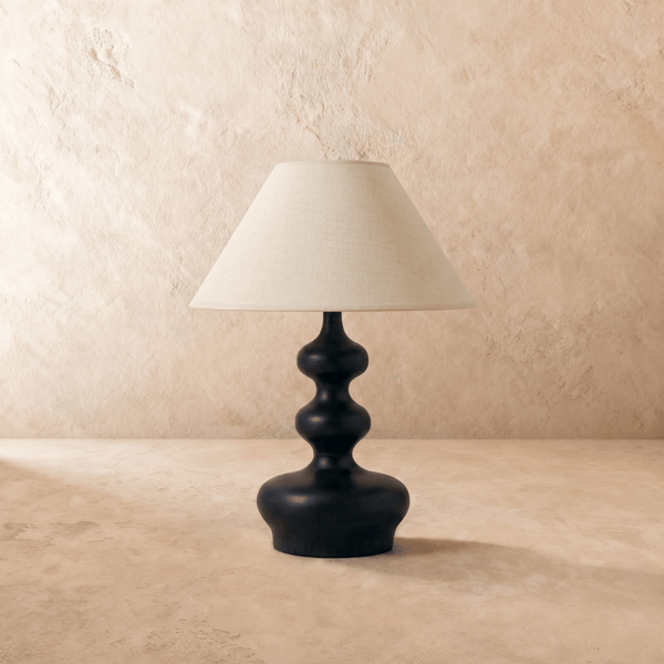 Japandi Solid Wood & Fabric Table Lamp - Thelam