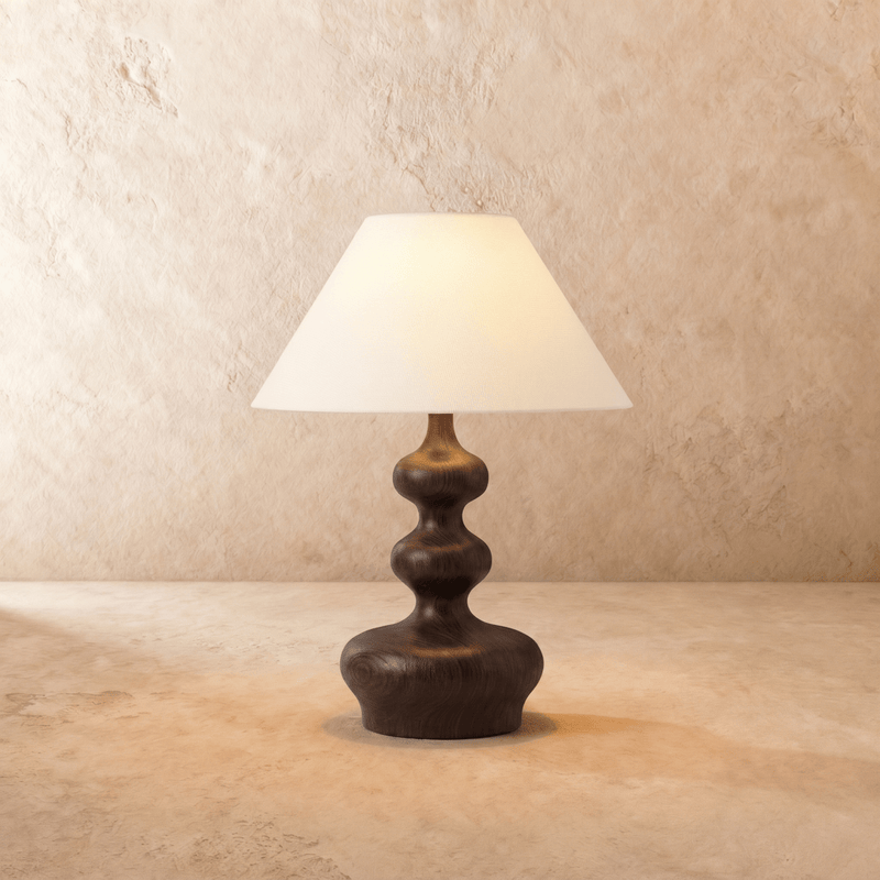 Japandi Solid Wood & Fabric Table Lamp - Thelam