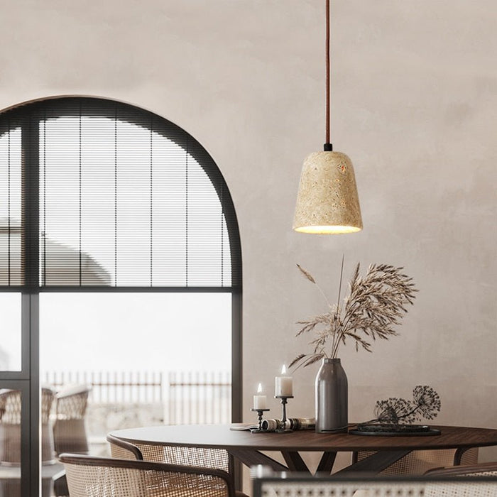 Japandi Travertine Stone Pendant Light – Travertine