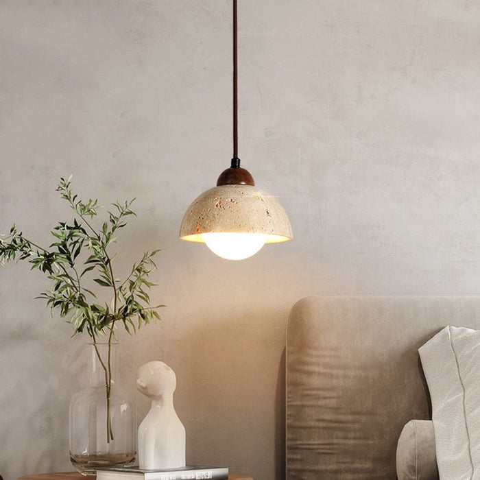 Japandi Travertine Stone Pendant Light – Travertine