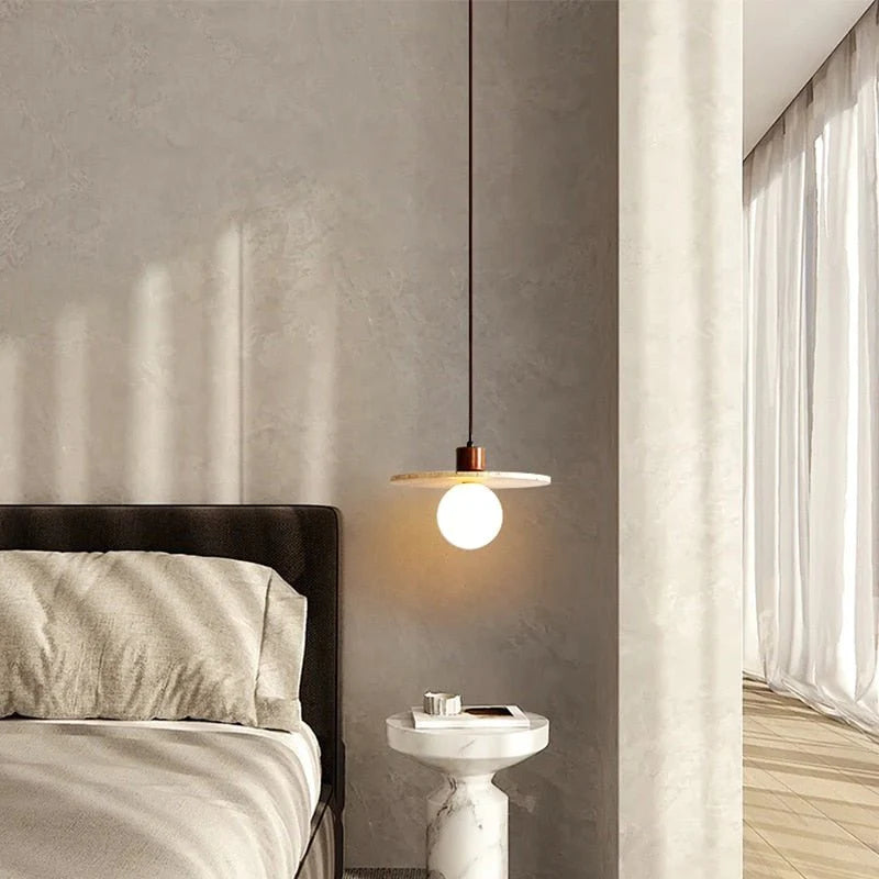 Japandi Travertine Stone Pendant Light – Travertine