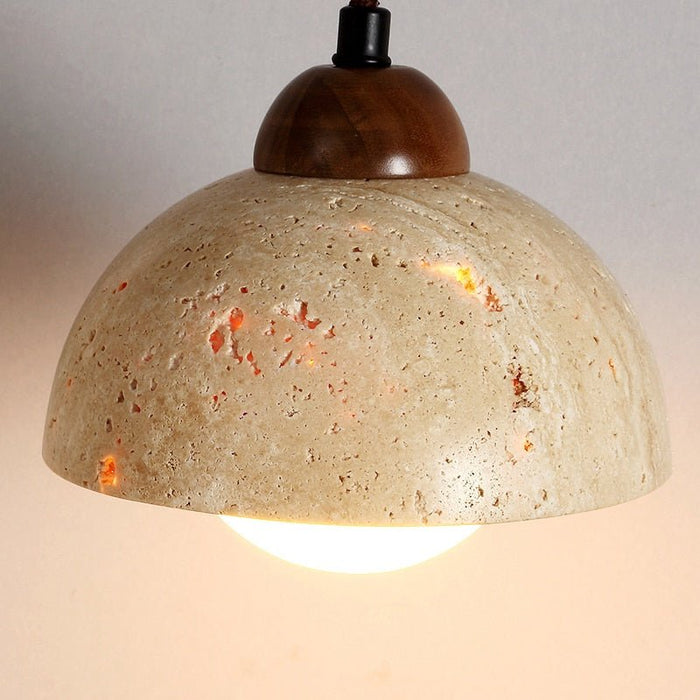 Japandi Travertine Stone Pendant Light – Travertine