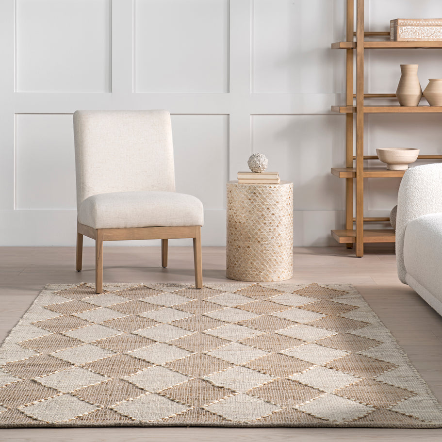Japandi Natural Diamond Trellis Rug