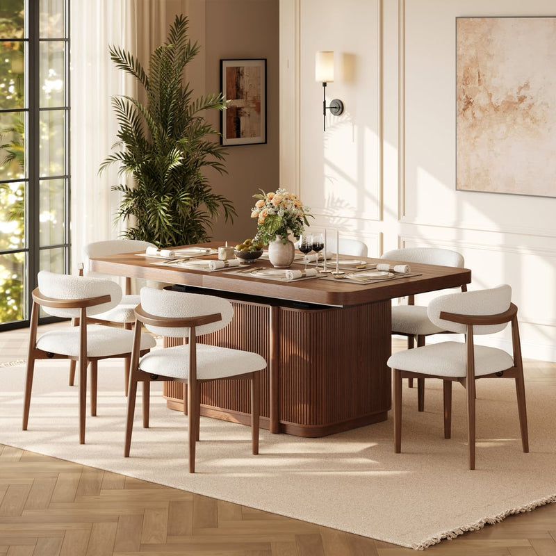 Japandi Wood Table for 8 (Extendable)