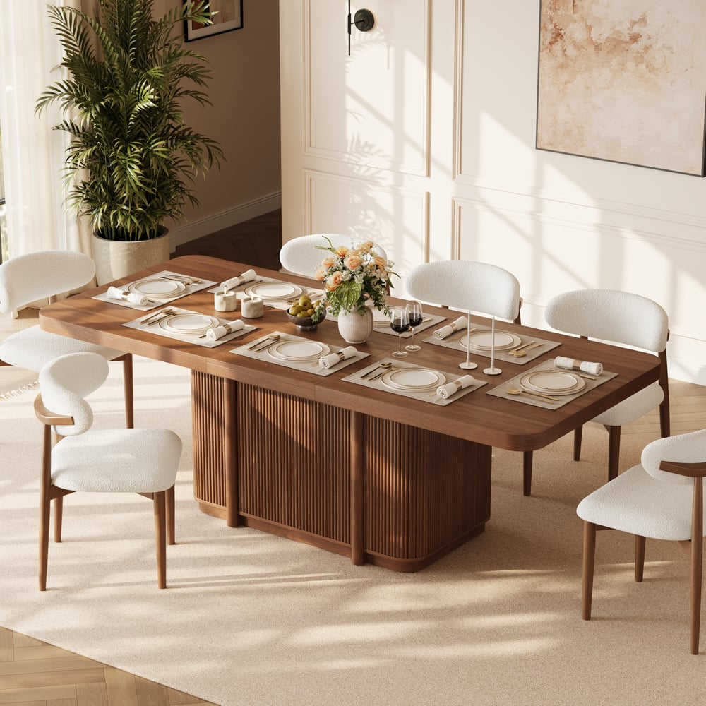 Japandi Wood Table for 8 (Extendable)