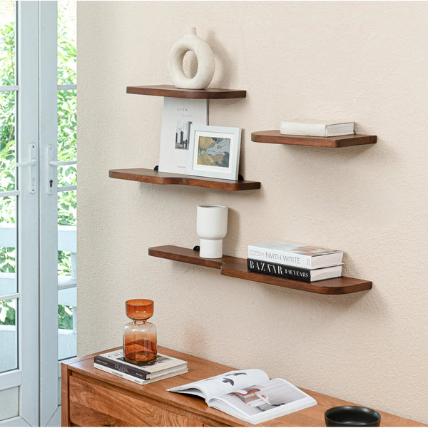 Japandi Walnut Display Shelves, Set of 4 - Valetta