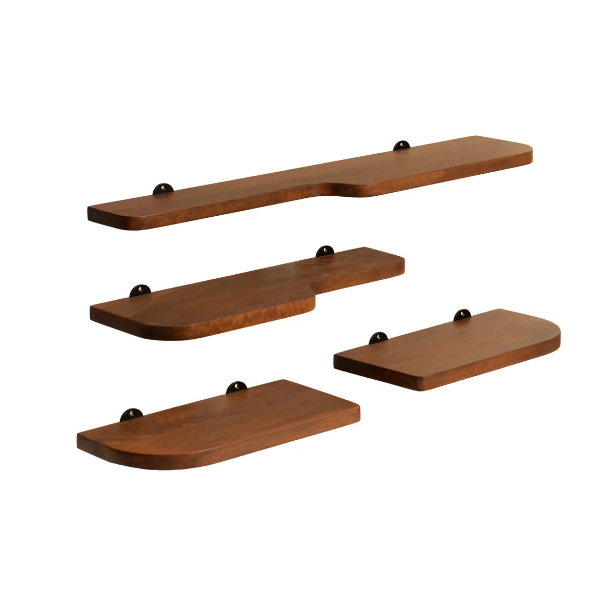 Set of 4 Valetta walnut shelves