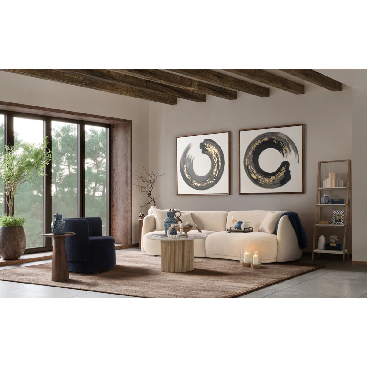 Bead garland in a neutral living room