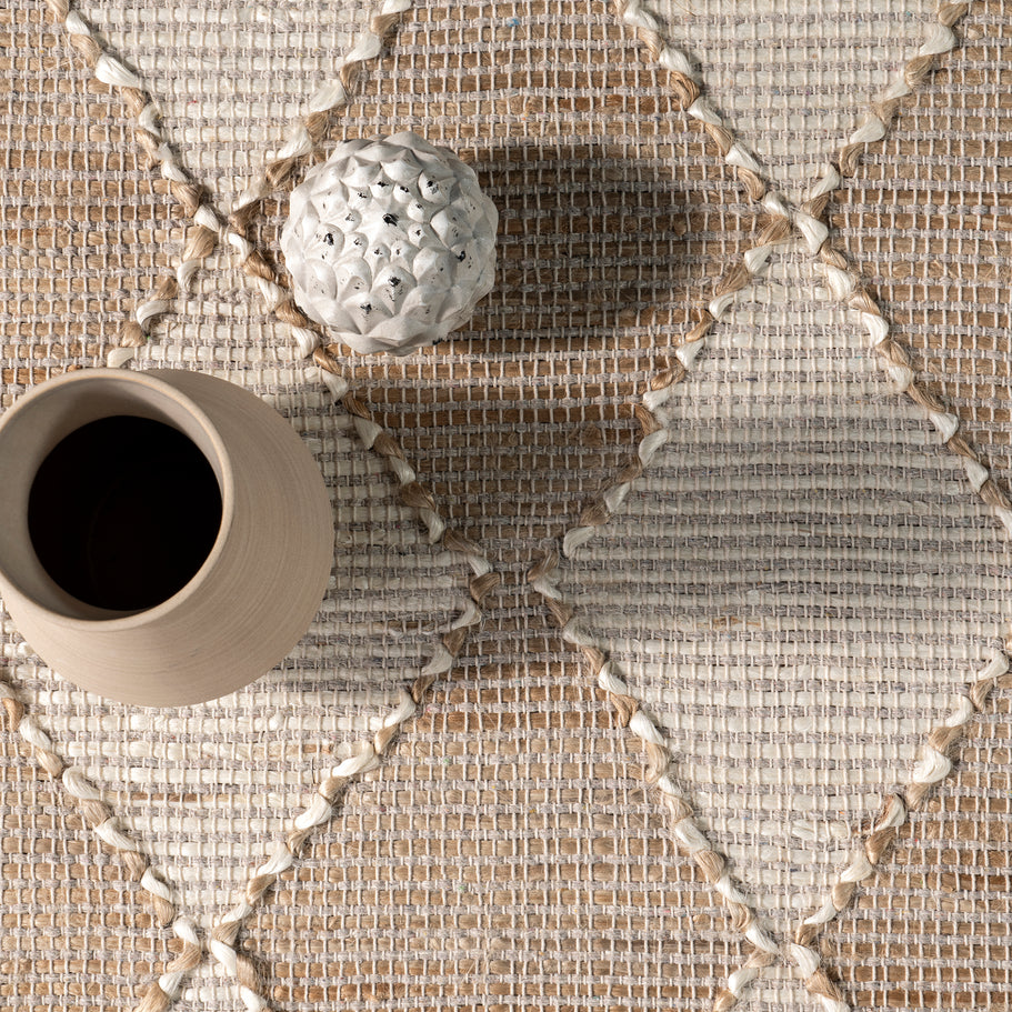 Japandi Natural Diamond Trellis Rug