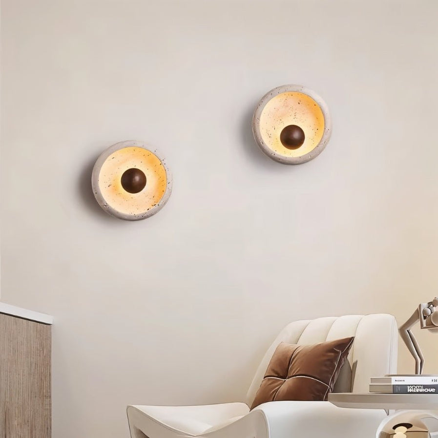 Japandi Textured Travertine Wall Lamp – Yalka
