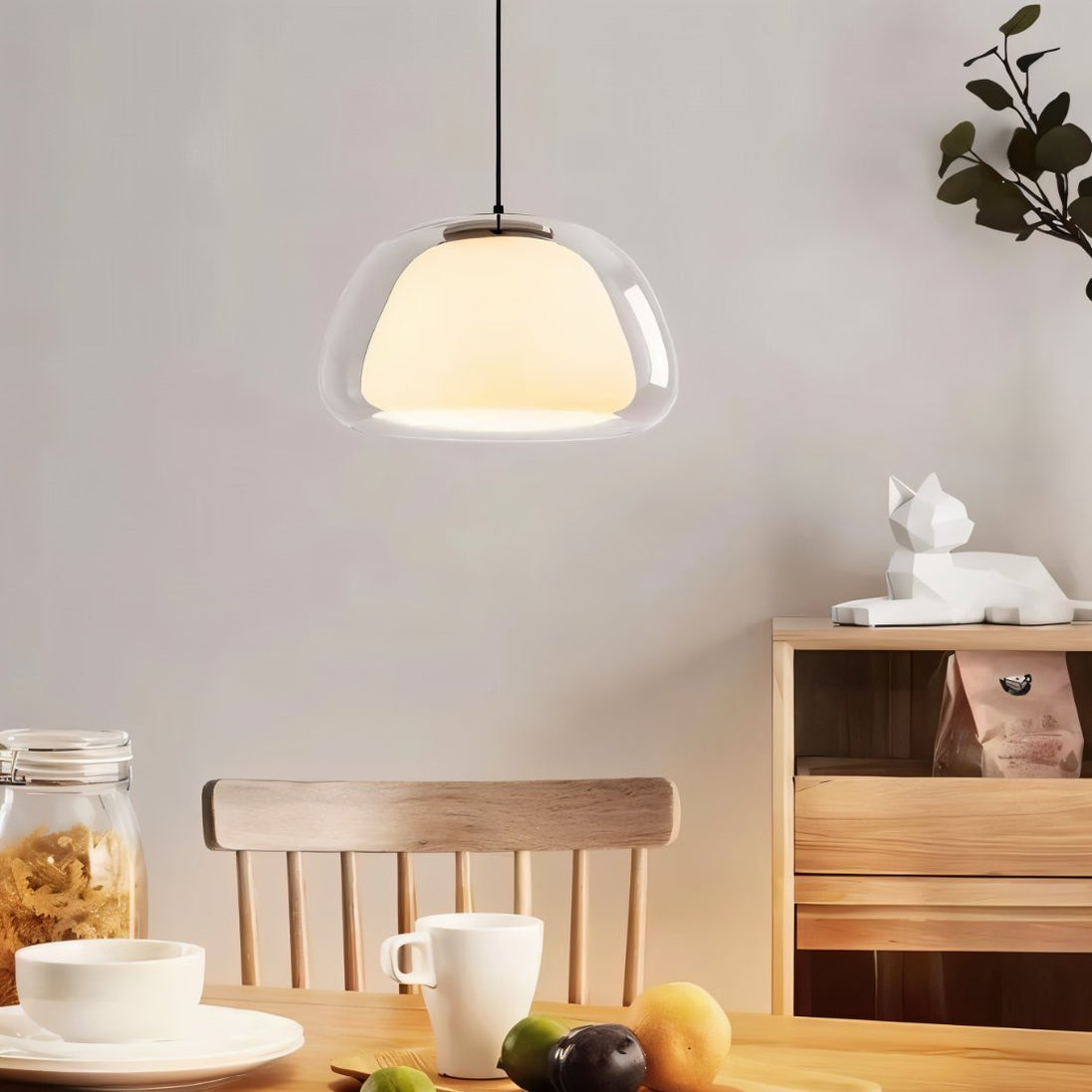 Japandi Glass Globe Pendant Light – Zabda