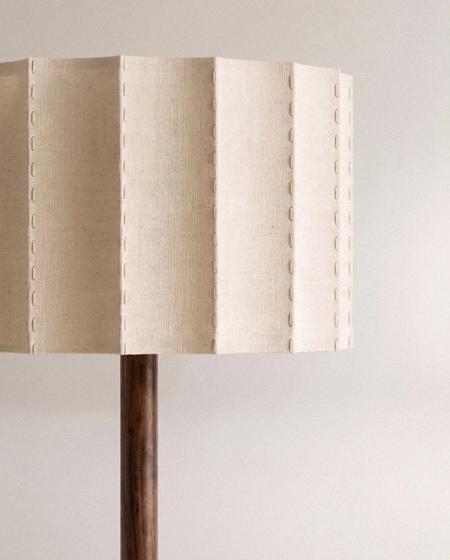 Japandi Wood Floor Lamp with Pleated Shade - Zasta
