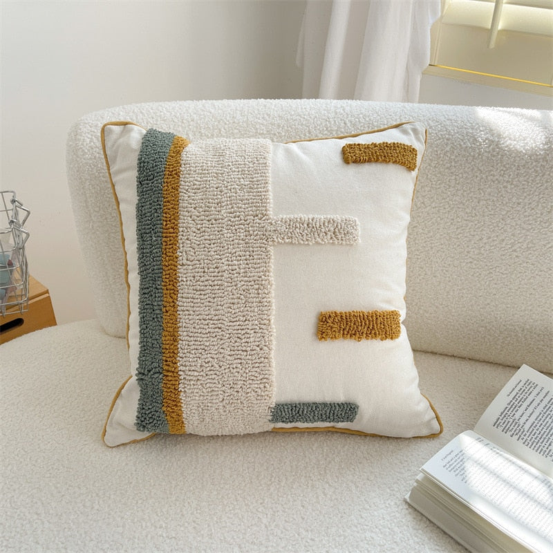 Square Stripe Embroidered Japandi Pillowcase | Japandistore®