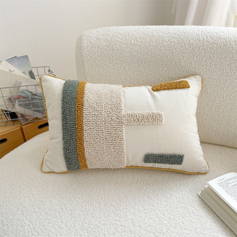 Square Stripe Embroidered Japandi Pillowcase | Japandistore®